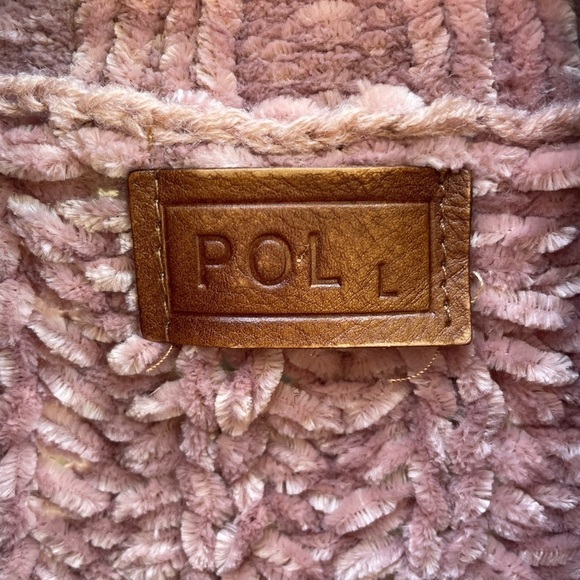 Pol Rose Gold Super Chunky Knit Oversized Cropped Turtle Neck Chenille Sweater - Picture 3 of 7
